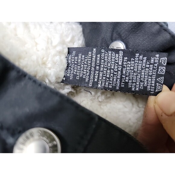 Indigo Star Jacket Mens M Black Sherpa Lined Button Pockets Heavy Trucker Waxed - Picture 9 of 13